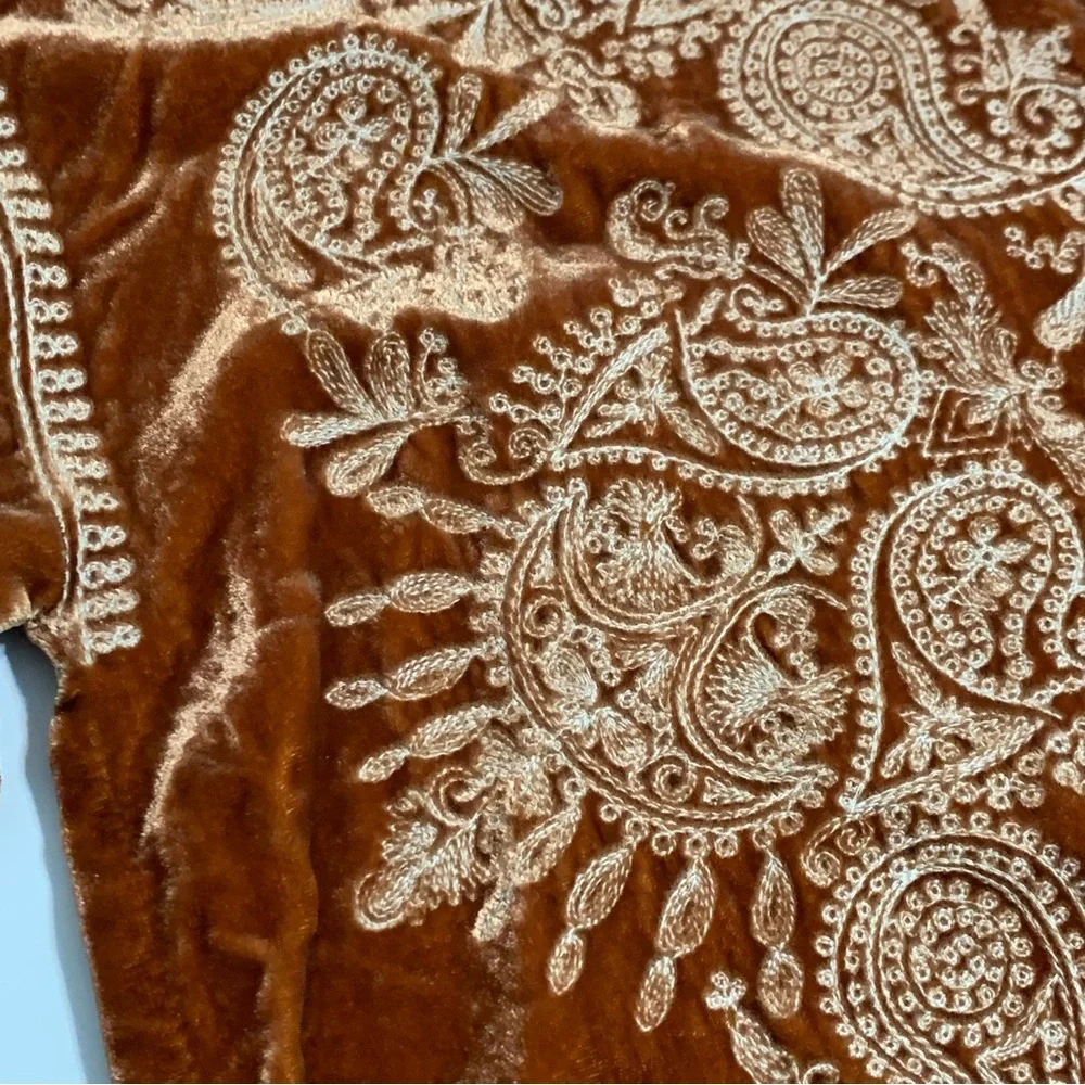 Sundance Rust Velvet Tunic with Cream Embroidery - Picture 7 of 13